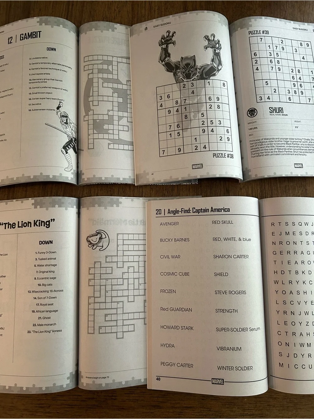 Set of 4 Activity Books includes Crosswords, Sudoku, & Word-Finds Marvel/Disney